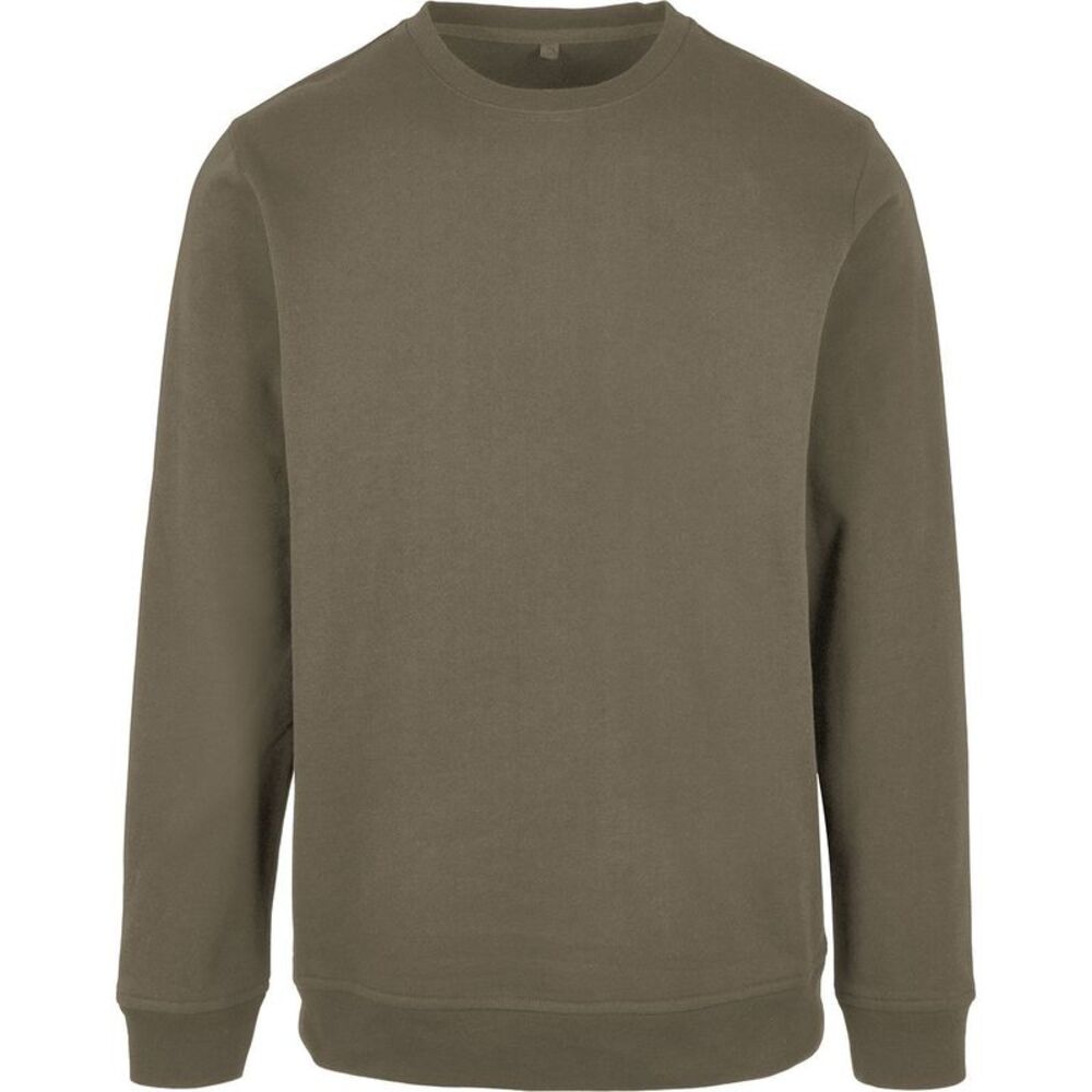 Build Your Brand Mens Basic Crew Neck Sweatshirt / Olive